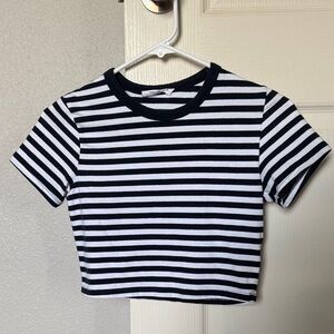Cotton On Black and White Striped Crop Top